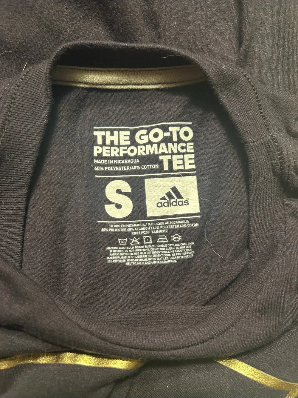 adidas Black Short Sleeve Tee with Metallic Gold ADIDAS Print
